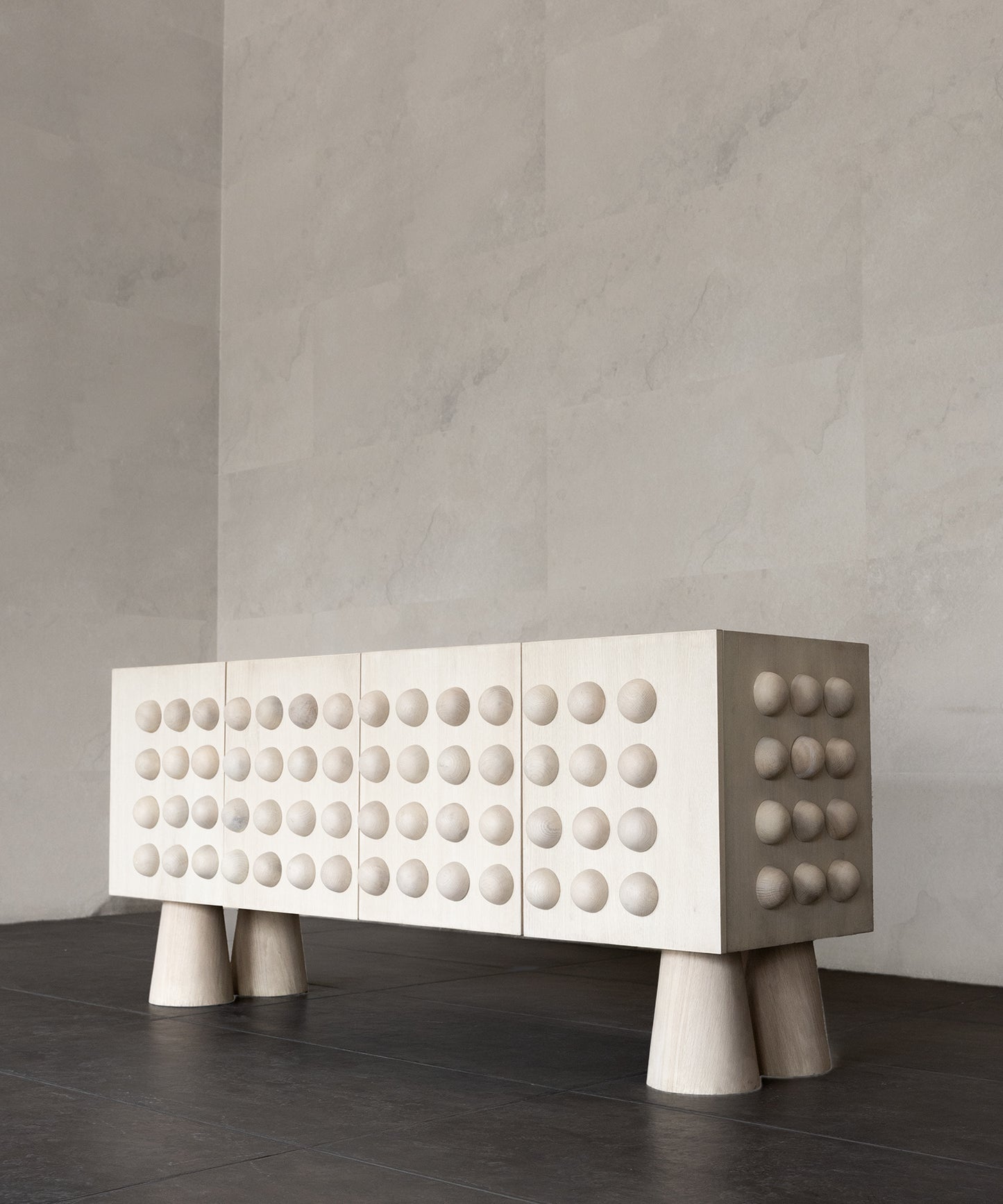 STUD CREDENZA | BLEACHED WHITE OAK